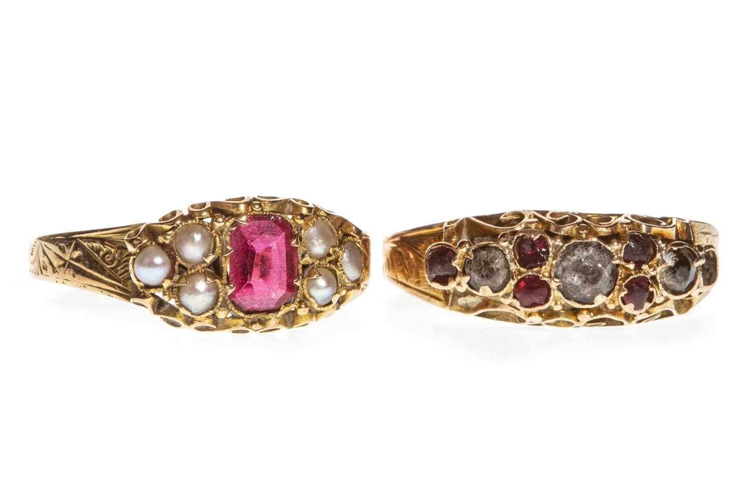 Lot 149 - TWO VICTORIAN GEM SET RINGS