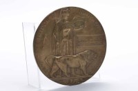 Lot 1148 - WWI BRONZE DEATH PLAQUE decorated in relief...