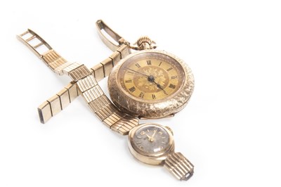 Lot 853 - A FOB WATCH AND WRIST WATCH