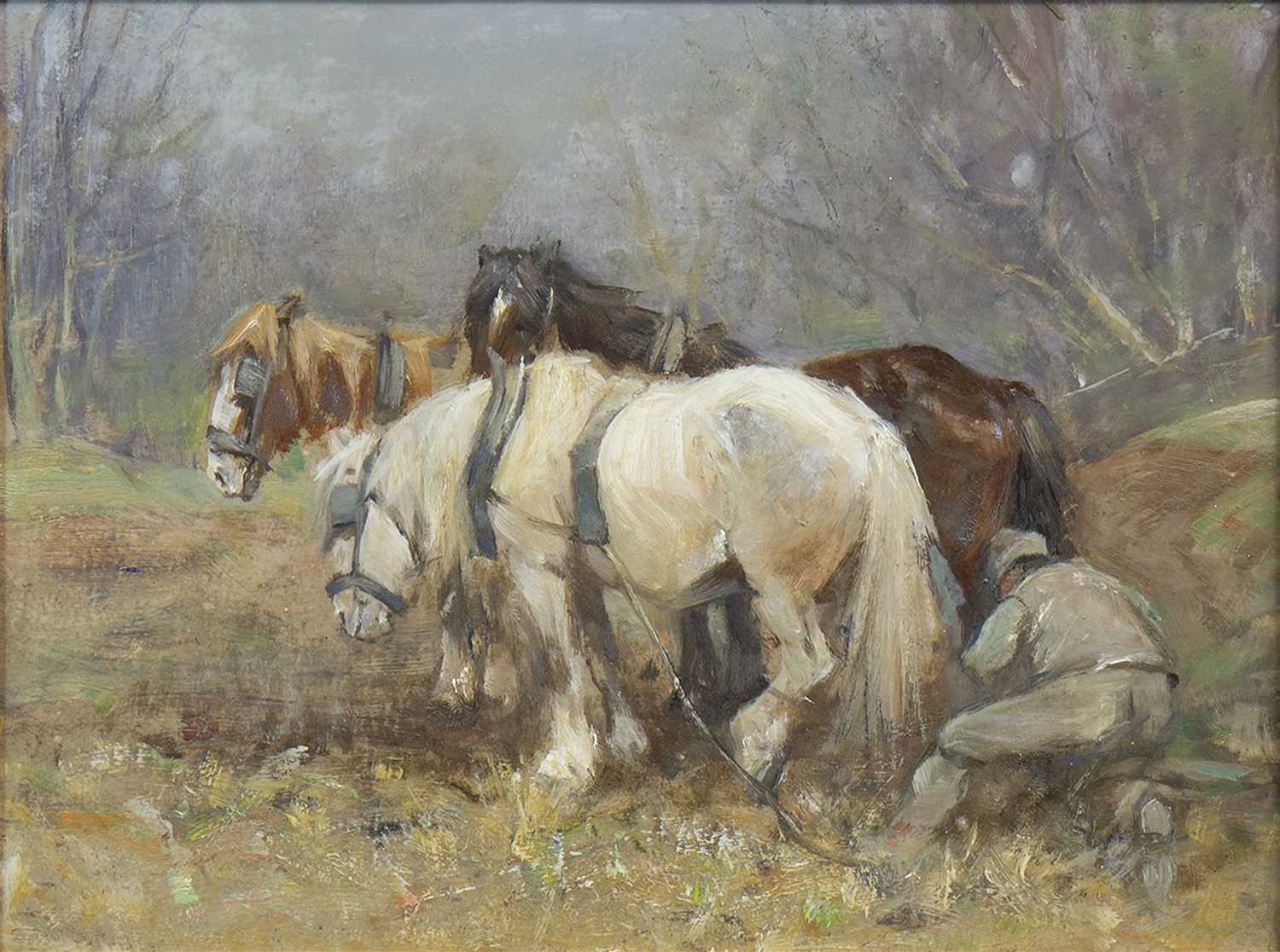 Lot 430 - HORSES IN A LANDSCAPE,  BY GEORGE SMITH RSA