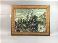 Lot 39 - FISHING BOATS, AN OIL BY GEORGE H MCINTOSH