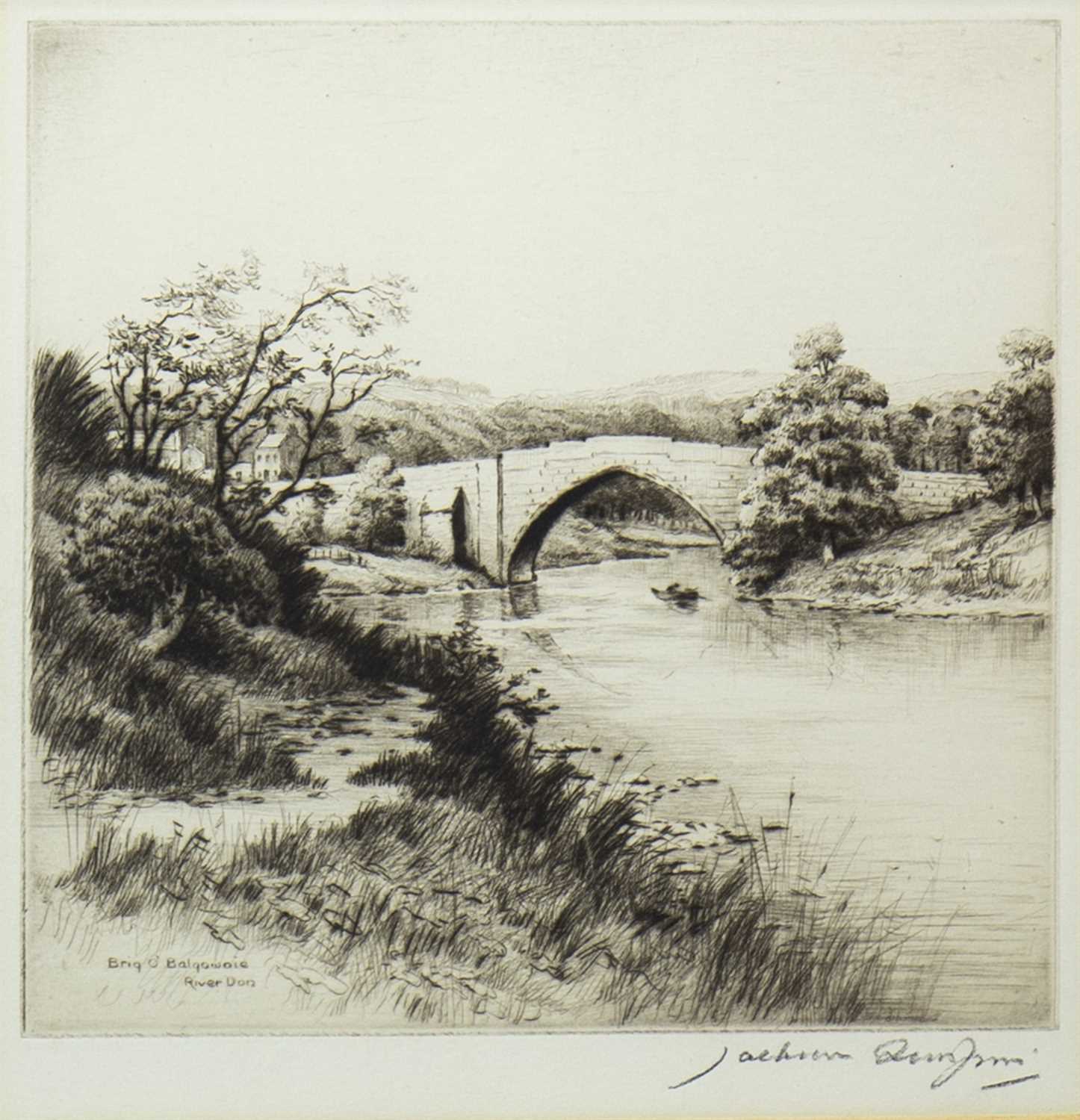 Lot 626 - BRIG O' BALGOWNIE, RIVER DON, AN ETCHING BY HENRY JACKSON SIMPSON