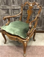 Lot 818 - A PAIR OF CONTINENTAL DRAWING ROOM ARMCHAIRS