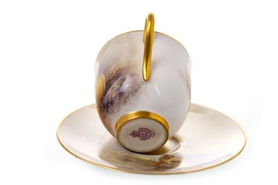 Lot 1273 - A ROYAL WORCESTER COFFEE CUP AND SAUCER BY A BARRY