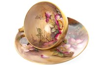 Lot 1078 - A ROYAL WORCESTER CUP AND SAUCER BY W H AUSTIN
