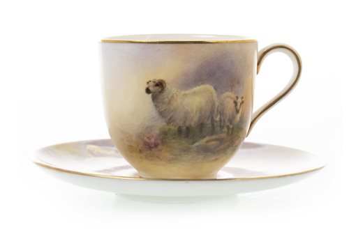 Lot 1079 - A ROYAL WORCESTER CUP AND SAUCER BY J SMITH