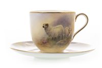 Lot 1079 - A ROYAL WORCESTER CUP AND SAUCER BY J SMITH