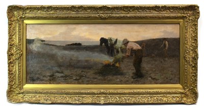 Lot 533 - FIRE STOKING, A SCOTTISH SCENE IN THE STYLE OF JAMES GUTHRIE