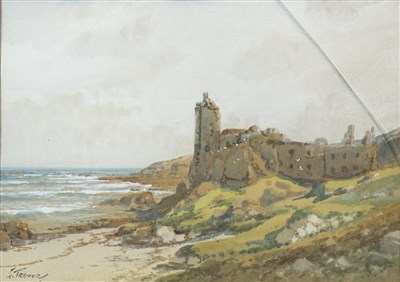 Lot 493 - DUNURE CASTLE, A WATERCOLOUR BY GEORGE TREVOR