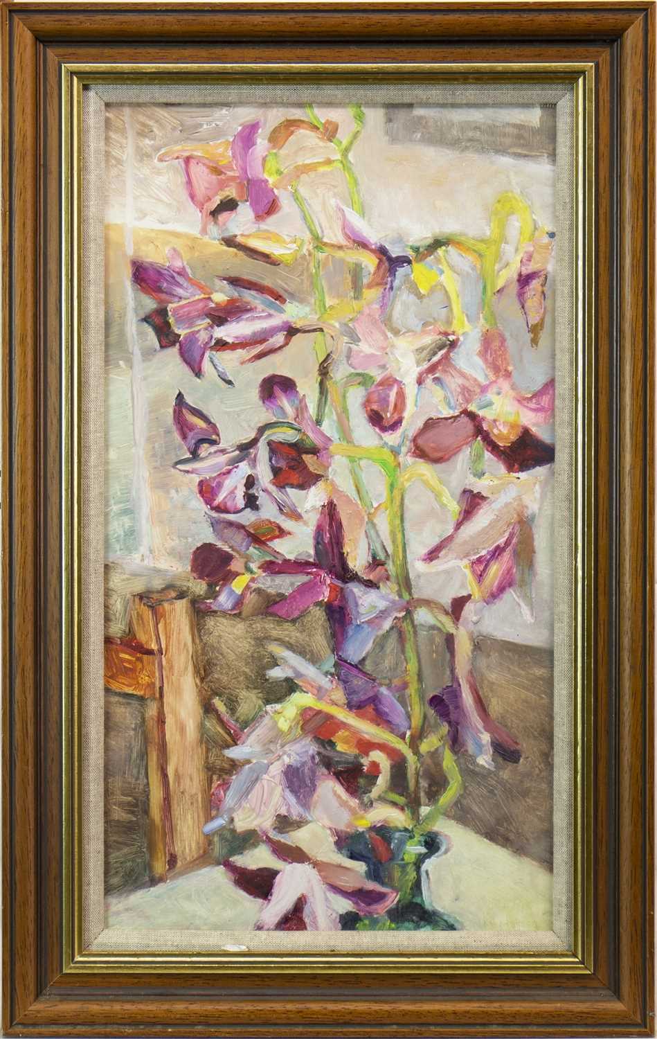 Lot 630 - FLORAL STILL LIFE, AN OIL BY ALMA WOLFSON