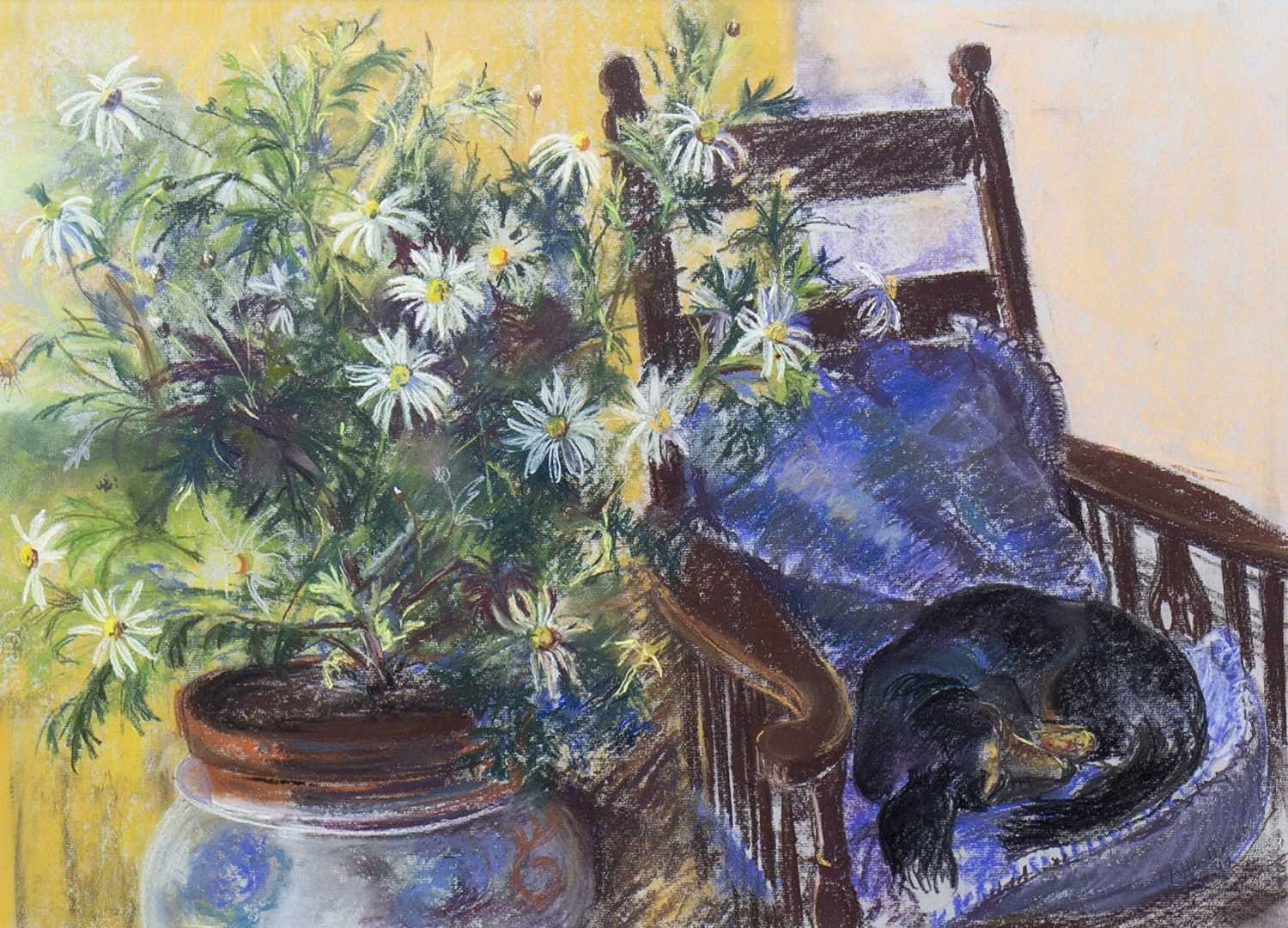 Lot 544 - DAISIES AND POPPY, A PASTEL BY RO HENDERSON
