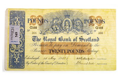 Lot 549 - A THE ROYAL BANK OF SCOTLAND £20 NOTE 1957