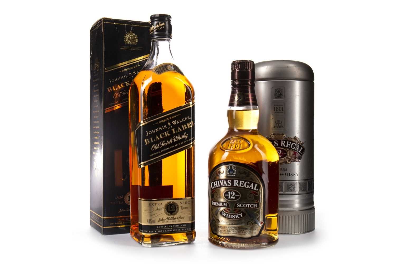 Lot 464 - CHIVAS REGAL 12 YEARS OLD AND A JOHNNIE WALKER BLACK LABEL 12 YEARS OLD