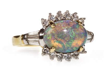 Lot 217 - AN IMPRESSIVE OPAL AND DIAMOND RING