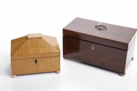 Lot 1187 - 19TH CENTURY MAHOGANY TEA CADDY of rectangular...