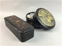 Lot 279 - A CHINESE BLACK LACQUERED COLLAR BOX AND A GLOVE BOX