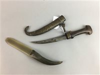 Lot 131 - A PERSIAN DAGGER AND A HORN LETTER OPENER