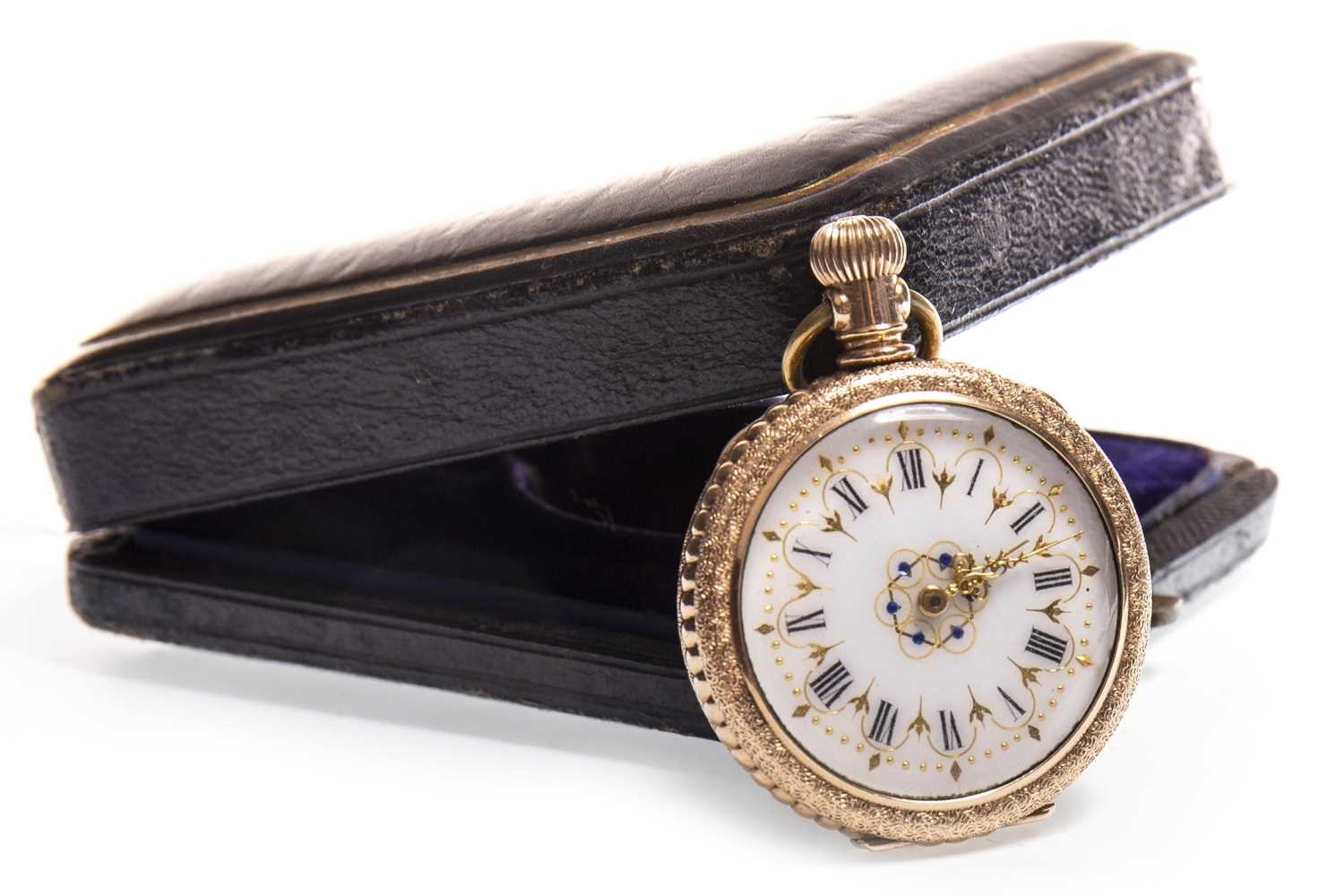 Lot 890 - A LADY'S CONTINENTAL GOLD PLATED FOB WATCH