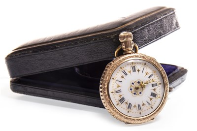 Lot 890 - A LADY'S CONTINENTAL GOLD PLATED FOB WATCH