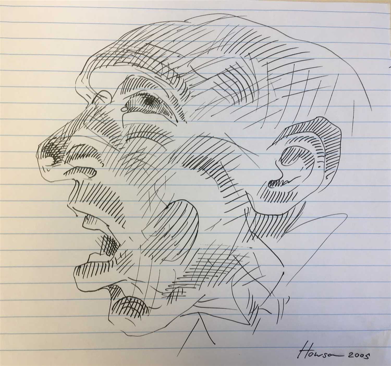 Lot 30 - PEN STUDY OF A MAN, AN INK STUDY BY PETER HOWSON