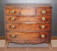 Lot 1193 - LATE GEORGE III MAHOGANY BOW-FRONT CHEST with...