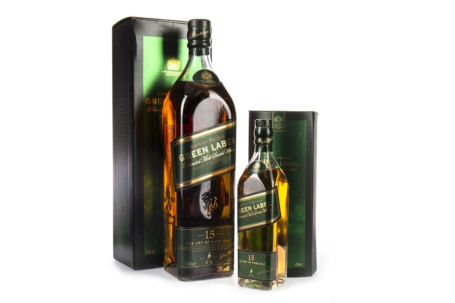 Lot 420 - JOHNNIE WALKER GREEN LABEL AGED 15 YEARS ONE LITRE & 20CL