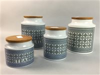 Lot 139 - A LOT OF FIVE HORNSEA STORAGE JARS AND FOUR HORNSEA CUPS