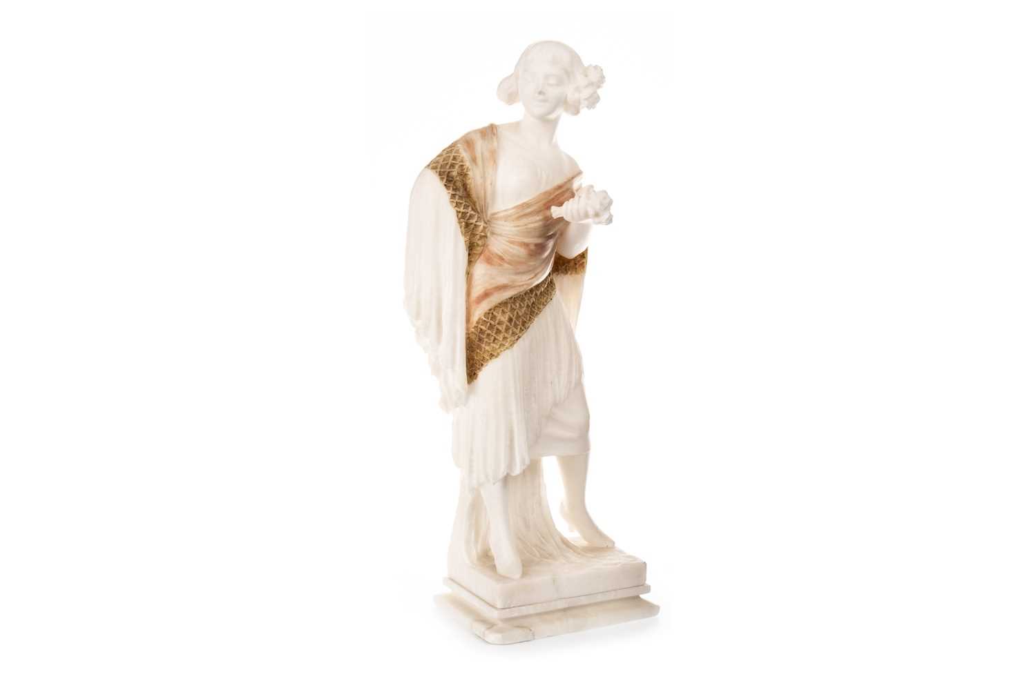 Lot 83 - AN ALABASTER FIGURE OF A LADY