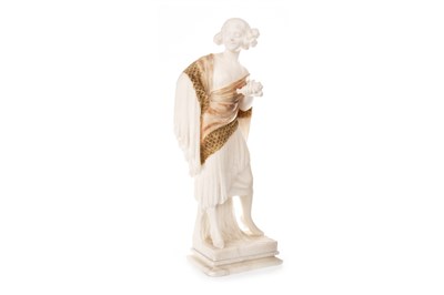 Lot 83 - AN ALABASTER FIGURE OF A LADY