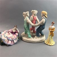 Lot 151 - A LOT OF TWO ROYAL DOULTON FIGURES AND A FIGURE GROUP BY AUSTIN