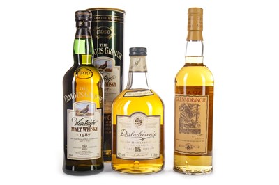 Lot 356 - GELNMORANGIE 10 YEARS OLD, DALWHINNIE 15 YEARS OLD AND FAMOUS GROUSE 1987