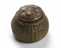 Lot 1209 - UNUSUAL LATE VICTORIAN BRASS WIRE INKWELL...