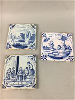 Lot 314 - A LOT OF THREE CERAMIC TILES AND OTHER CERAMICS