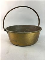 Lot 316 - A HUSQVARMA MEAT GRINDER, BRASS JELLY PAN AND OTHER BRASS ITEMS