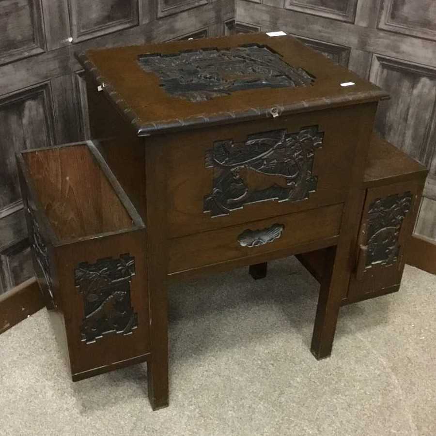 Lot 1066 - A CHINESE CARVED WOOD HALL TABLE