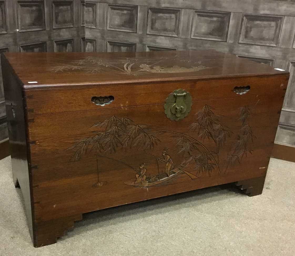 Lot 1067 - A 20TH CENTURY CHINESE CARVED CAMPHORWOOD BLANKET CHEST