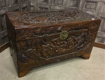 Lot 1071 - AN EARLY 20TH CENTURY CHINESE CARVED CAMPHORWOOD BLANKET CHEST