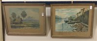 Lot 208 - CHINESE SILK EMBROIDERY, A WATERCOLOUR AND OTHER DECORATIVE PICTURES
