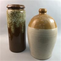 Lot 305 - A STONEWARE FLAGON, JAR AND A WEST GERMAN VASE