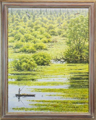 Lot 560 - THE BIEBRZA MARSHES, AN OIL BY BRUCE PEARSON