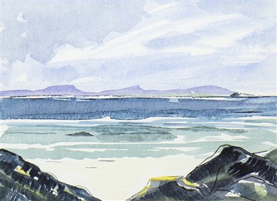 Lot 642 - VIEW FROM THE SHORE, A WATERCOLOUR