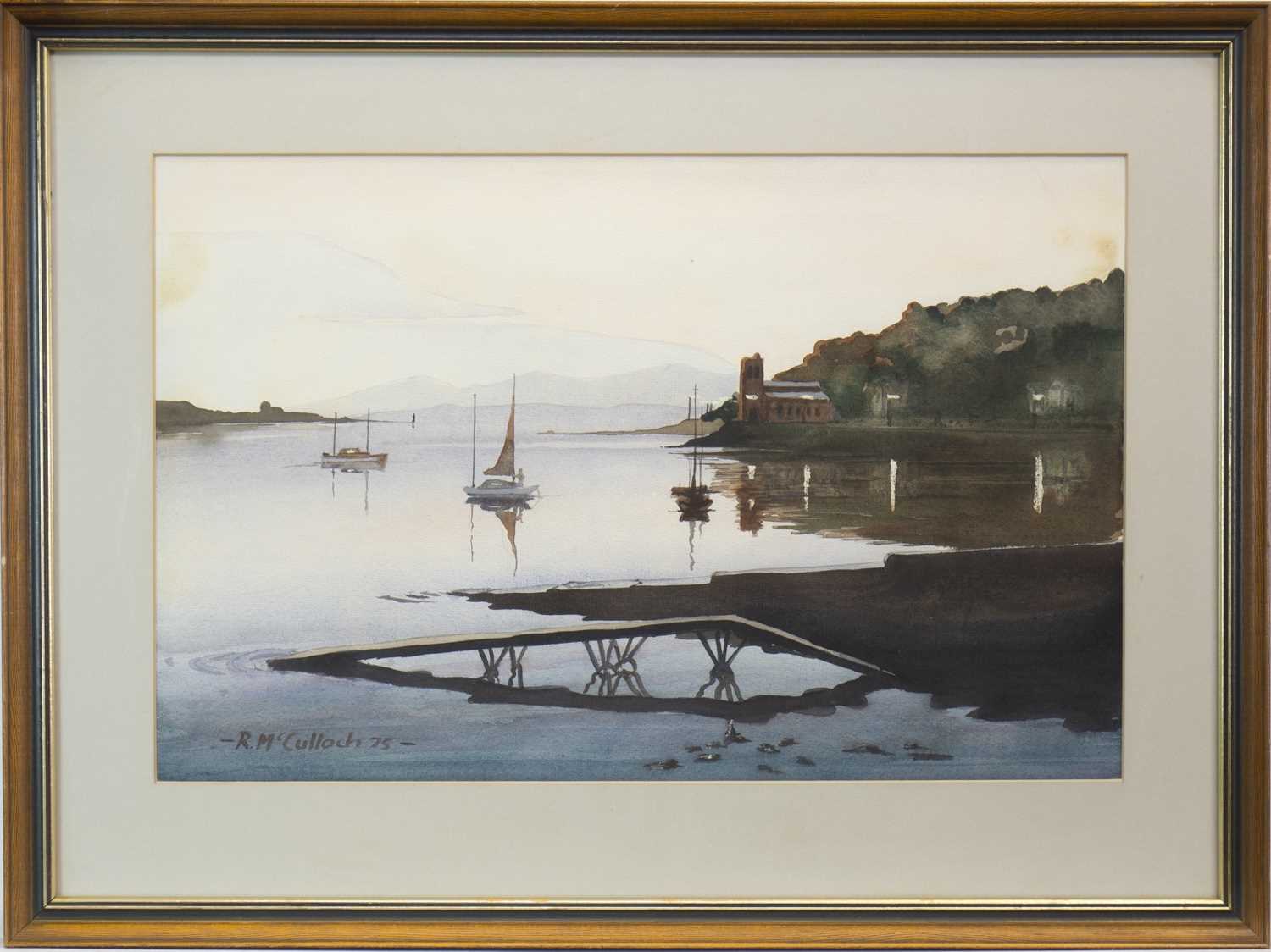 Lot 644 - HARBOUR SCENE, A WATERCOLOUR BY R MCCULLOCH