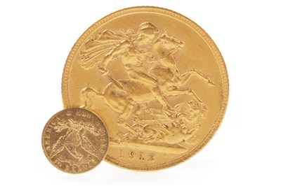 Lot 580 - A GOLD SOVEREIGN AND A USA GOLD COIN