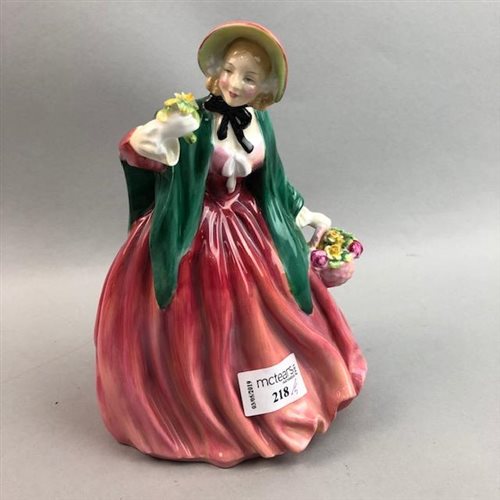 Lot 218 - A ROYAL DOULTON FIGURE OF LADY CHARMAN AND OTHER FIGURES