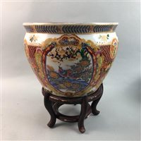 Lot 246 - A CHINESE JARDINIÈRE AND STAND, VASES AND A BOWL
