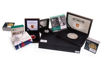 Lot 595 - A SILVER COIN SET AND SEVEN SILVER PROOF COINS