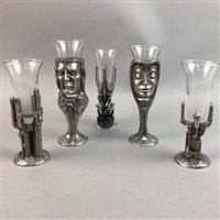 Lot 328 - A SET OF THIRTEEN LORD OF THE RINGS PEWTER SHOT GLASSES