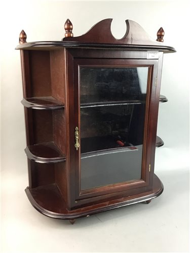 Lot 303 - A DISPLAY CABINET AND A FOOTSTOOL
