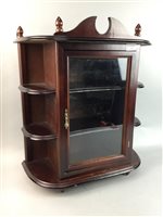 Lot 303 - A DISPLAY CABINET AND A FOOTSTOOL