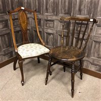 Lot 341 - AN EDWARDIAN DRAWING ROOM CHAIR AND ANOTHER CHAIR